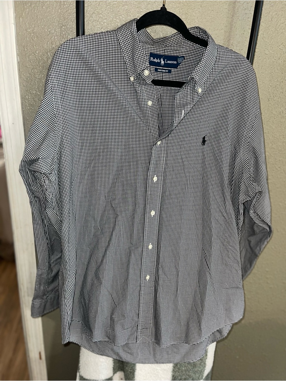 Ralph Lauren Men’s Navy and White Micro-Check Button-Down Shirt